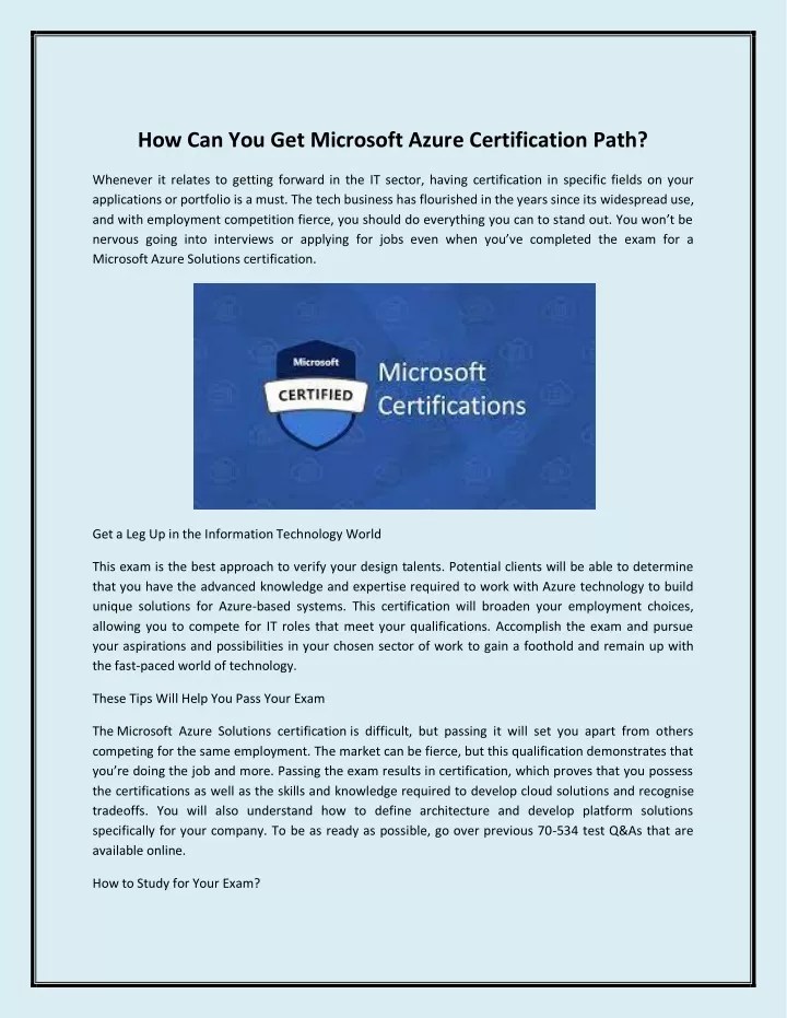 PPT How Can You Get Microsoft Azure Certification PowerPoint