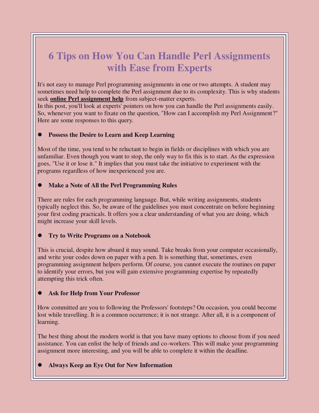 PPT 6 Tips on How You Can Handle Perl Assignments with Ease from