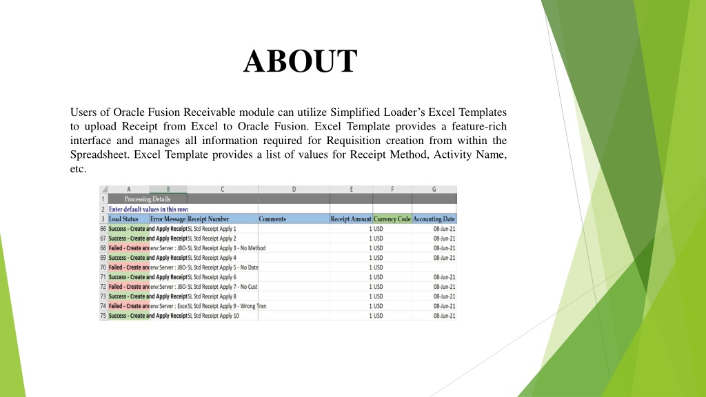 PPT Oracle Cloud Ar Receipts Excel PowerPoint