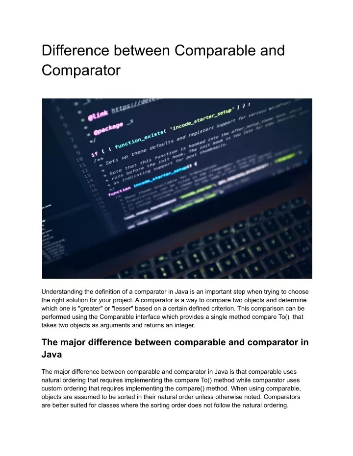 PPT Difference between Comparable and Comparator PowerPoint