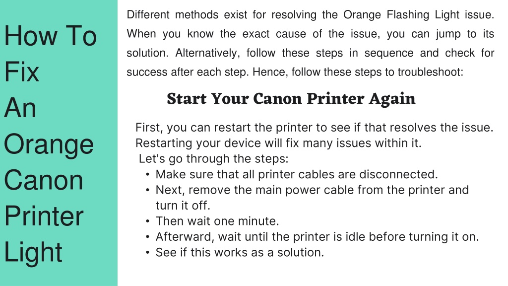 PPT Easy Ways To Fix Orange Flashing Light On Your Canon Printer