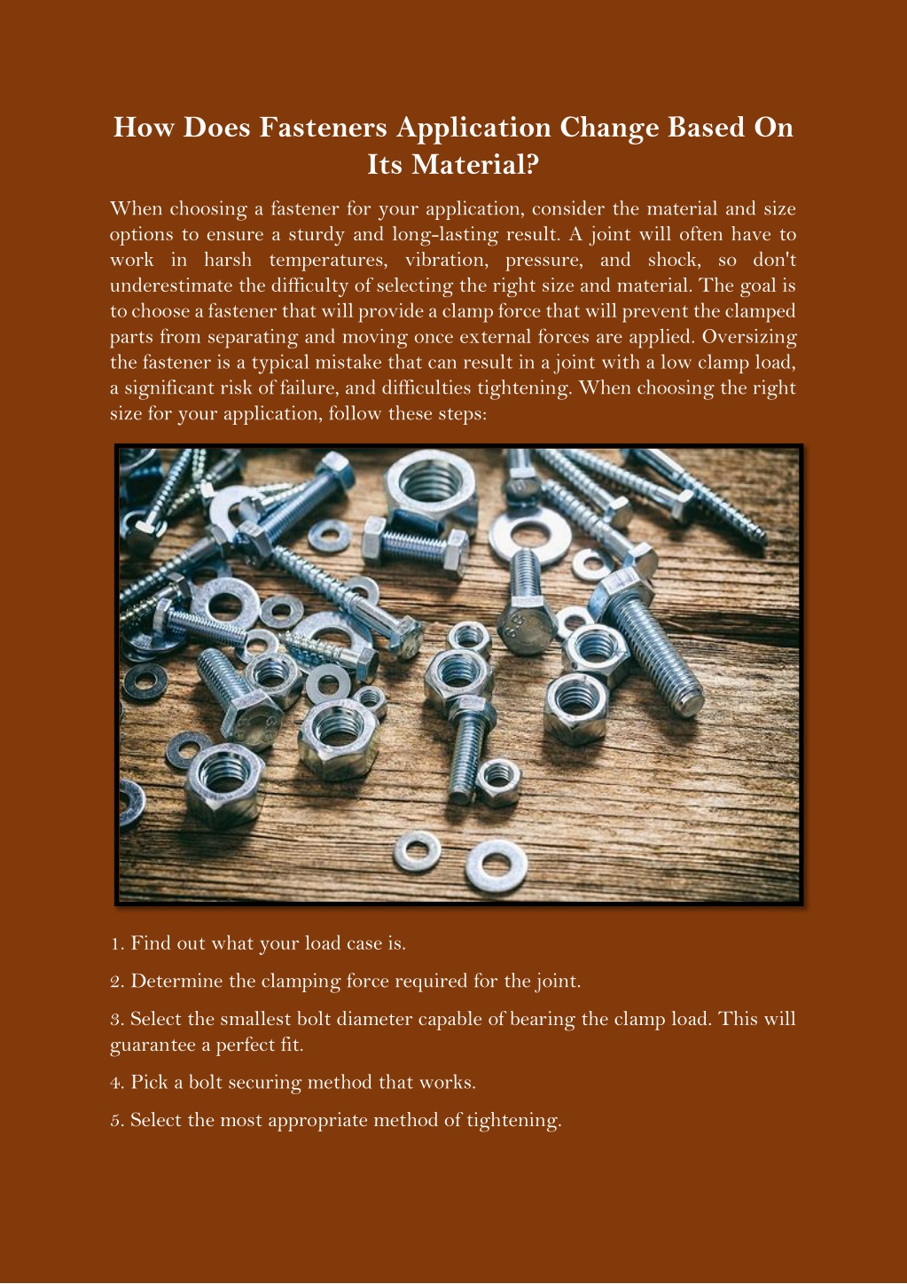 PPT How Does Fasteners Application Change Based On Its Material