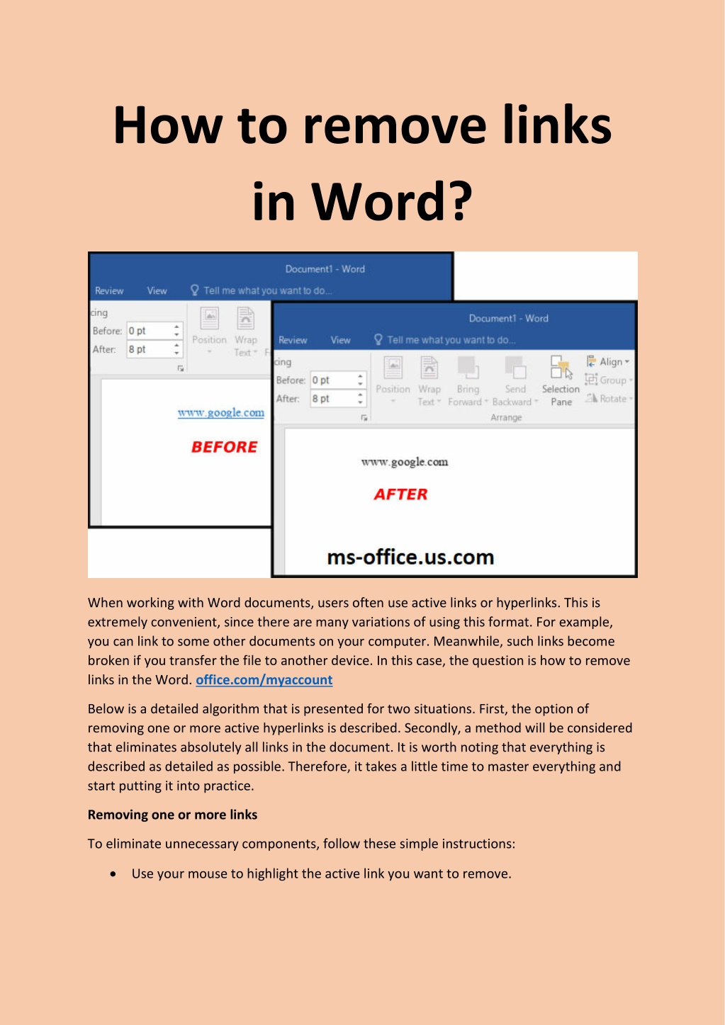PPT How to remove links in Word? PowerPoint Presentation, free