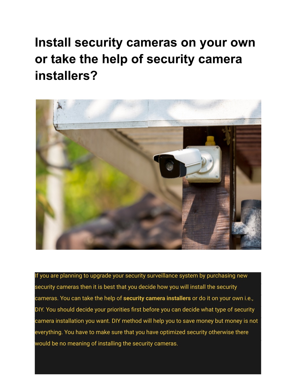 PPT Install security cameras on your own or take the help of security