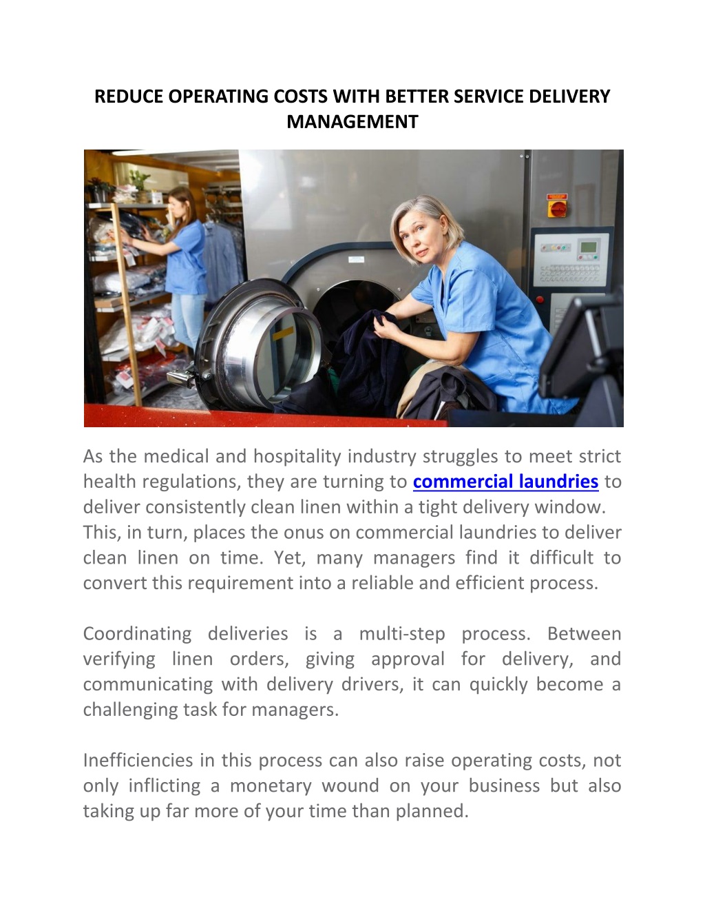 PPT Reduce Operating Costs With Better Delivery Bundle Laundry