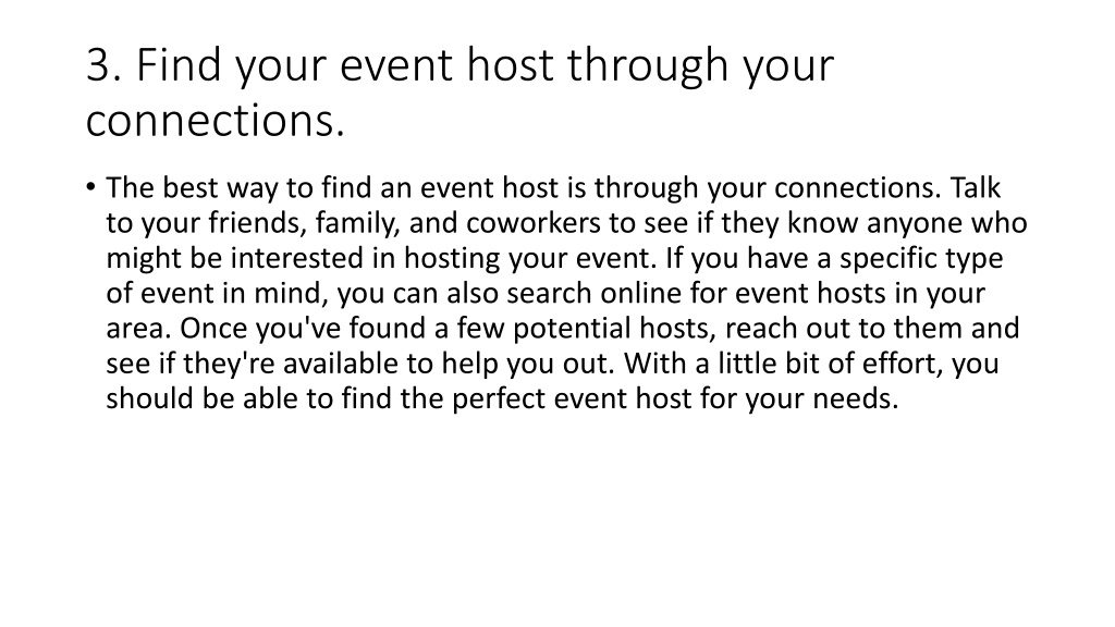PPT How to find the perfect host for your event in five steps