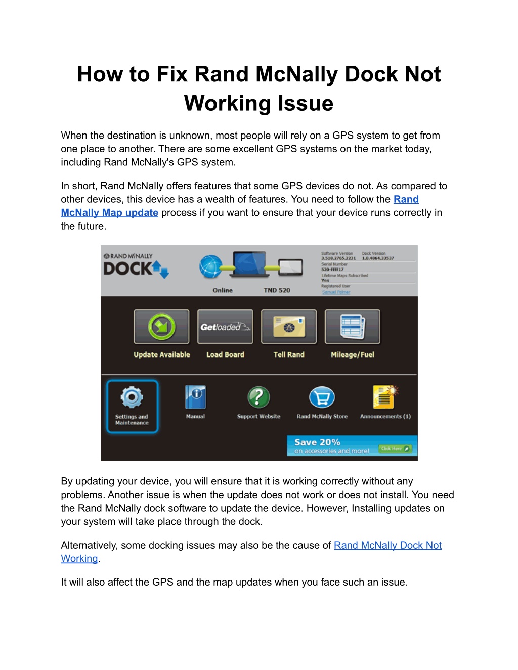 PPT How to Fix Rand McNally Dock Not Working Issue PowerPoint