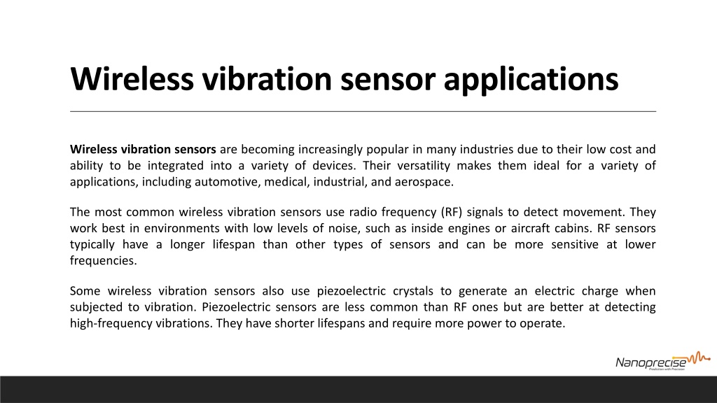 PPT Wireless Vibration Sensors for Condition Monitoring PowerPoint Presentation ID11893621
