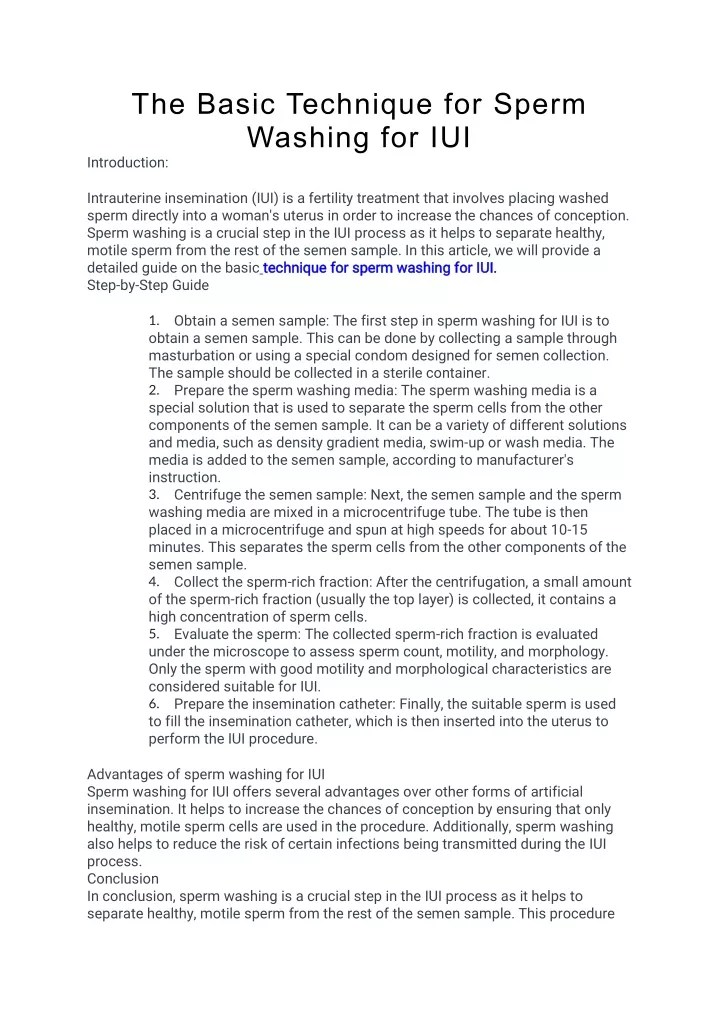 PPT The Basic Technique for Sperm Washing for IUI PowerPoint Presentation ID11898677