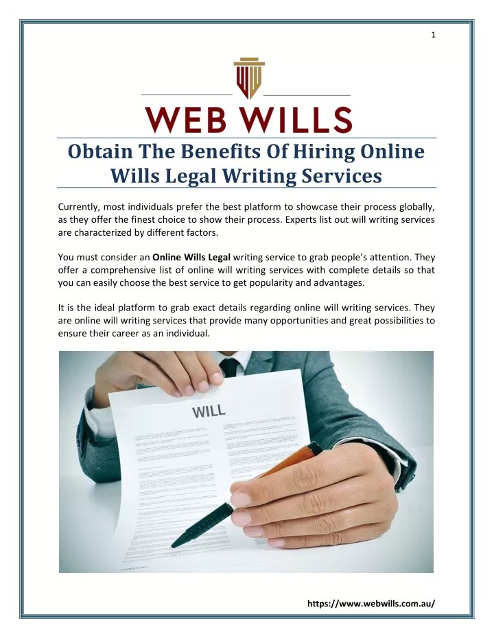 PPT Obtain The Benefits Of Hiring Online Wills Legal Writing Services