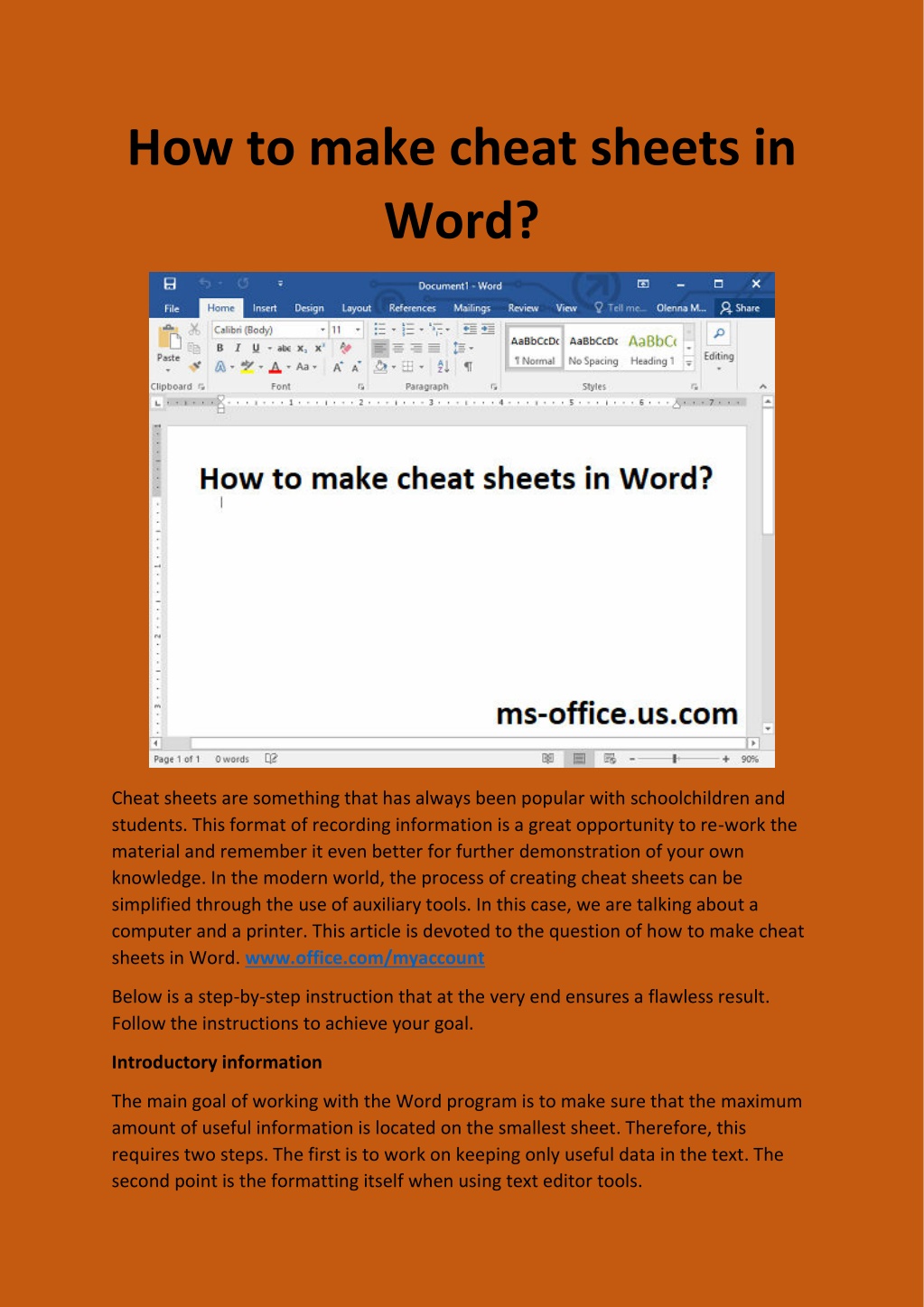 PPT How to make cheat sheets in Word? PowerPoint Presentation, free