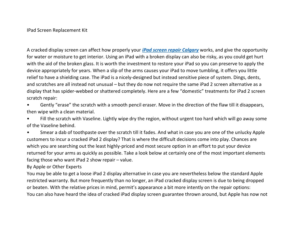 PPT iPad screen repair Calgary PowerPoint Presentation, free download