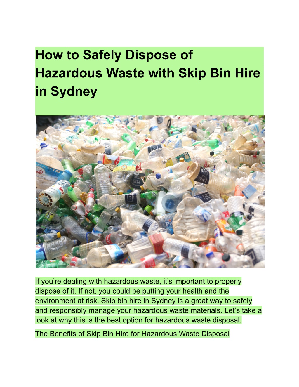 PPT How to Safely Dispose of Hazardous Waste with Skip Bin Hire in