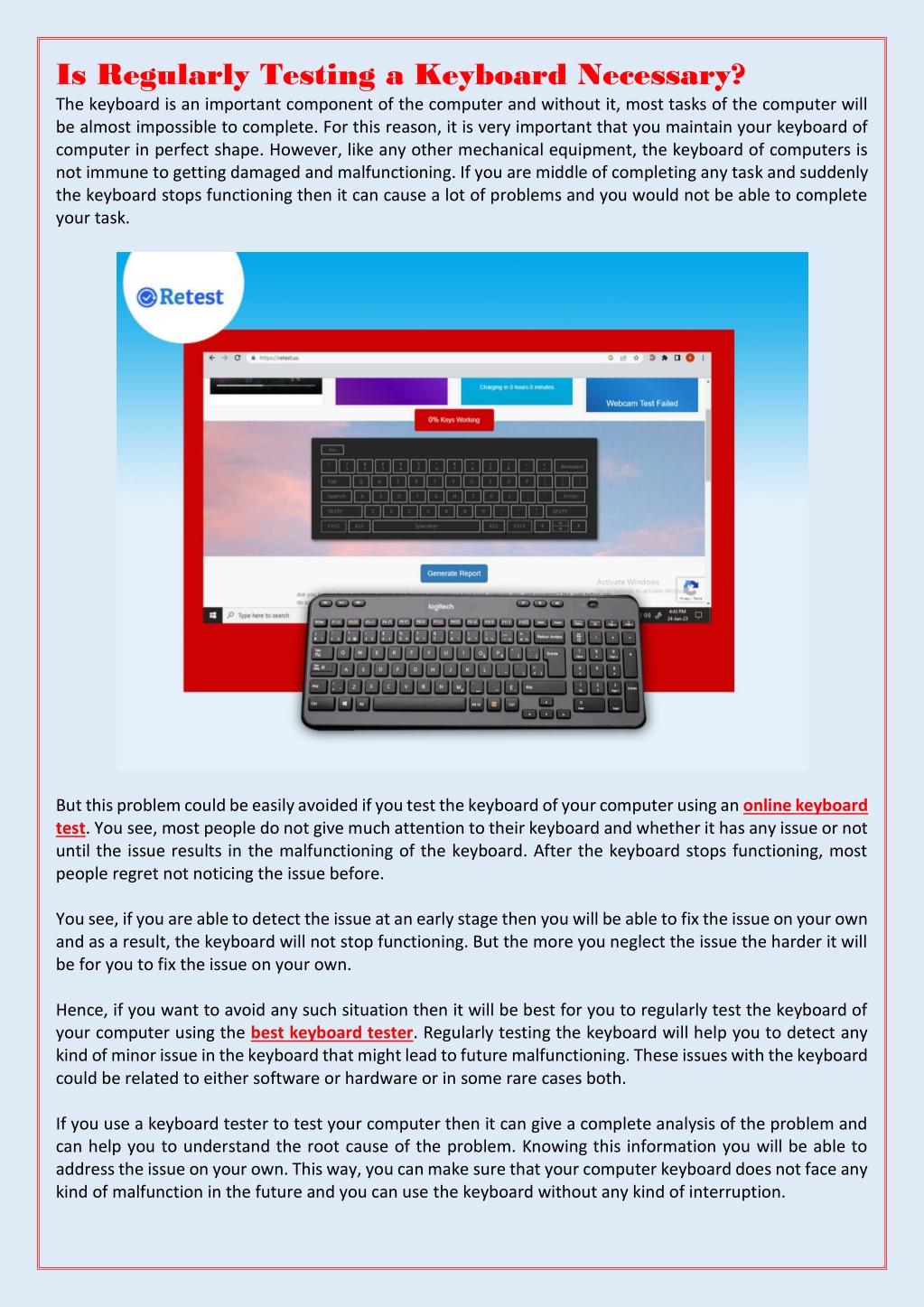 PPT Is Regularly Testing a Keyboard Necessary PowerPoint Presentation