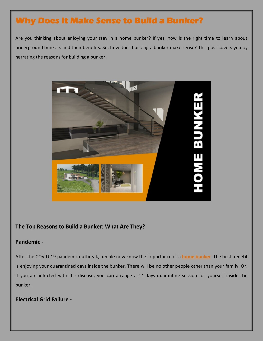 PPT Why Does It Make Sense to Build a Bunker PowerPoint Presentation