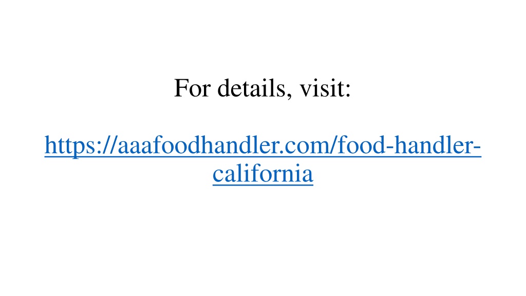PPT California Food Handler Card Online PowerPoint Presentation, free