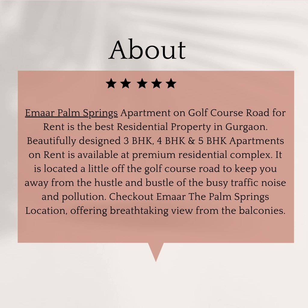 PPT Rent Emaar Palm Springs Apartment in Gurgaon Property for Lease