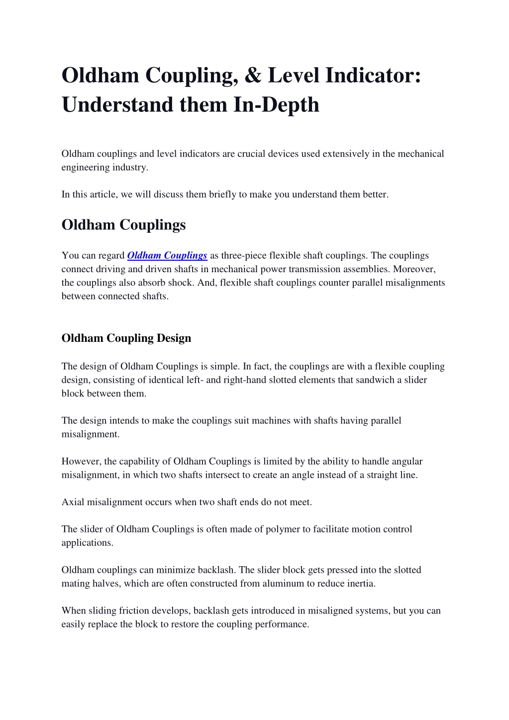 PPT Oldham Coupling, & Level Indicator_ Understand them InDepth