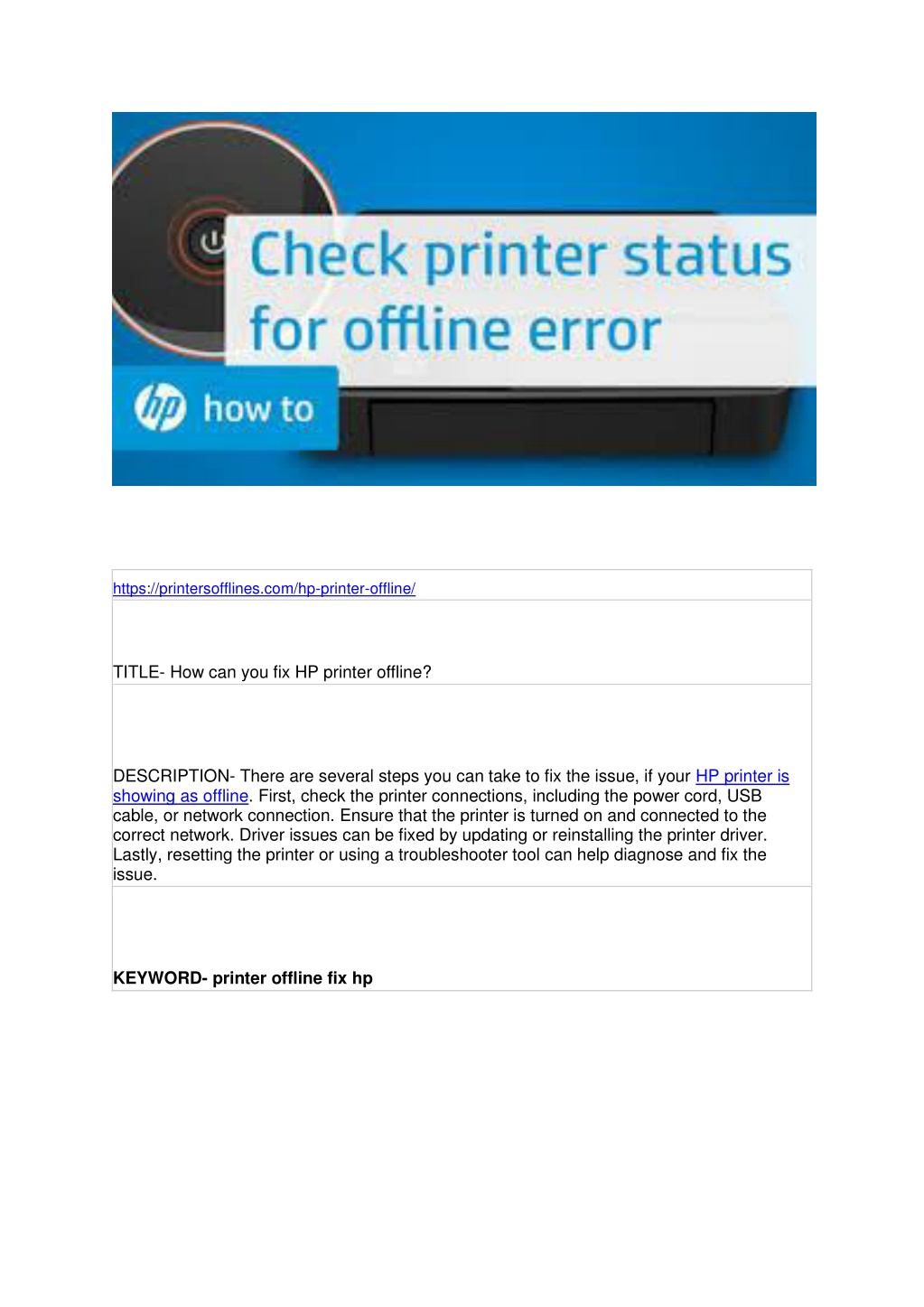 PPT How can you fix HP printer offline? PowerPoint Presentation, free