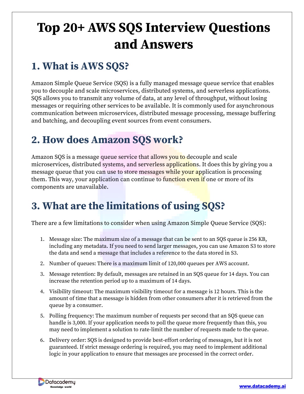PPT Top 20 AWS SQS Interview Questions and Answers PowerPoint