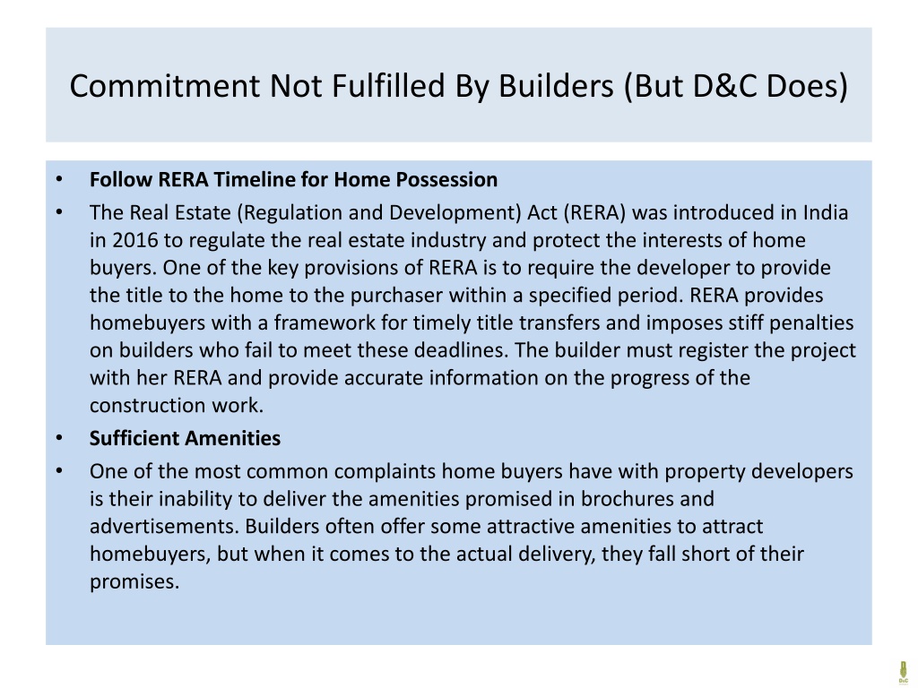 PPT Commitments By Builders That Make Property Buyers Feel Cheated In