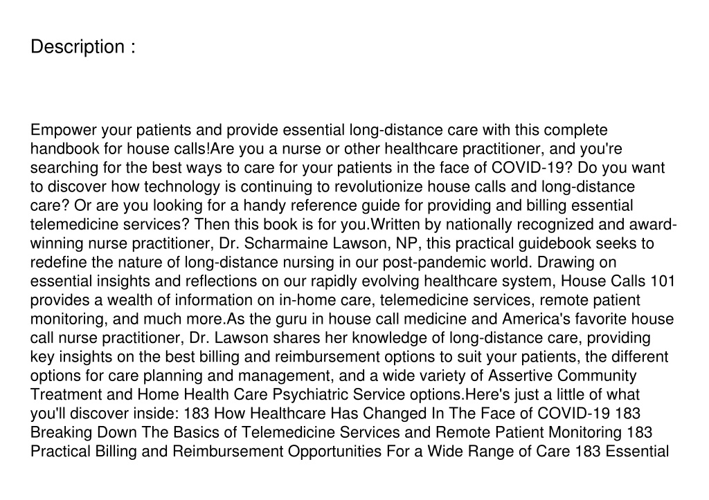 PPT [PDF] House Calls 101 The Complete Clinician's Guide To InHome