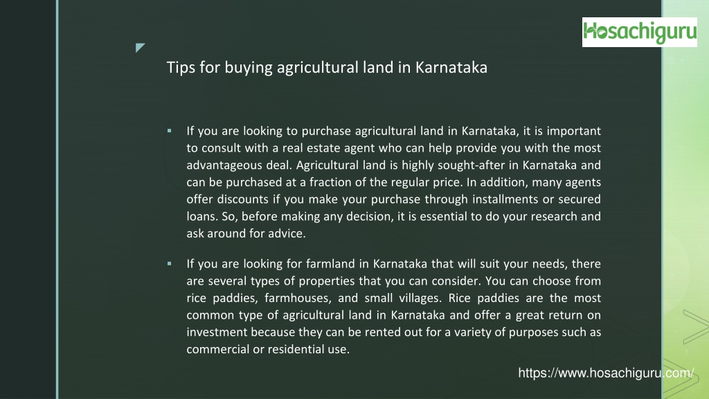 PPT Buy Agriculture Land hosachiguru farms PowerPoint Presentation