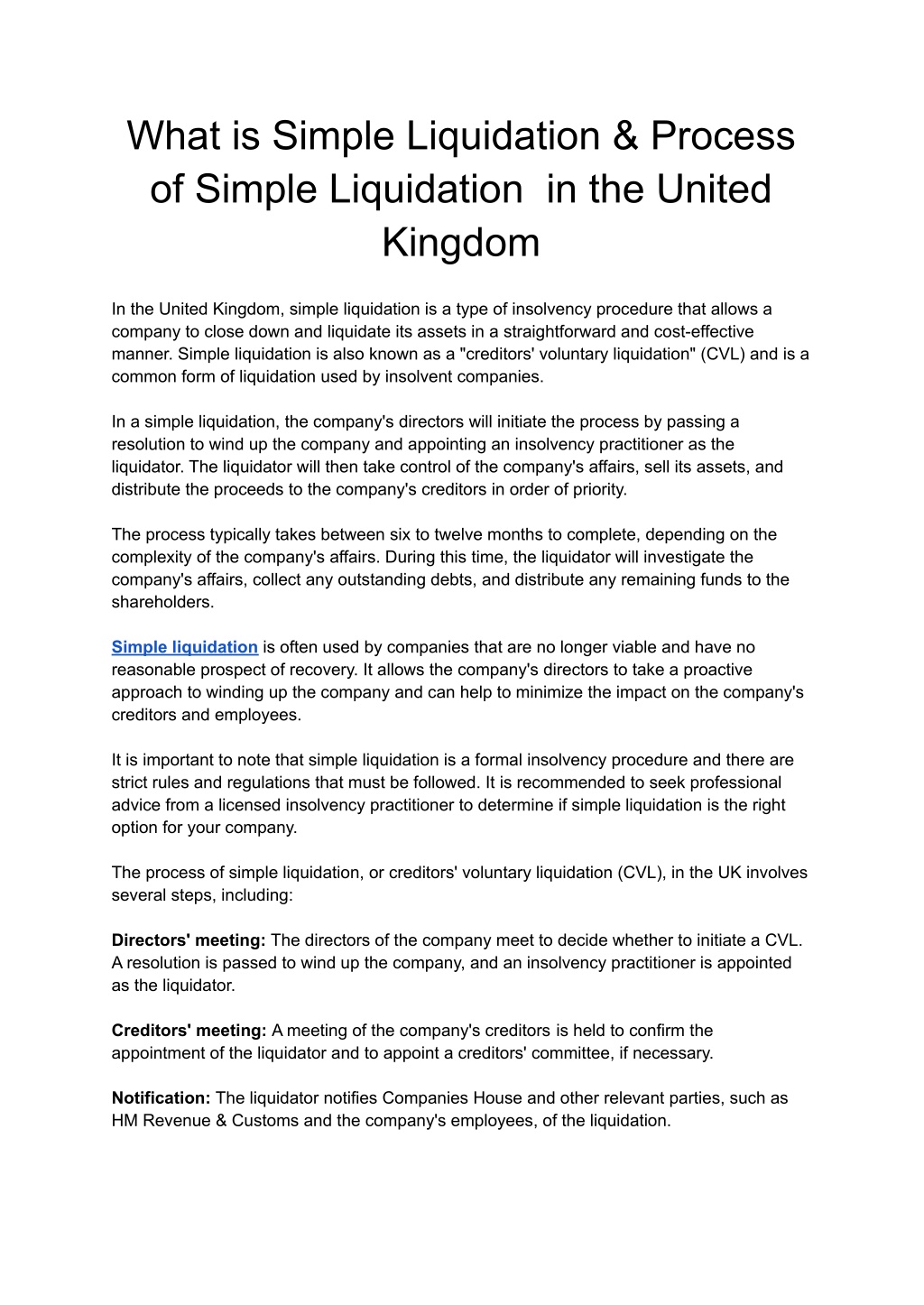 PPT What is Simple Liquidation & Process of Simple Liquidation in the