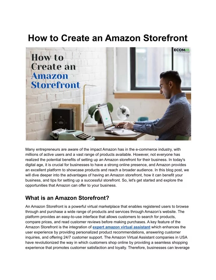 PPT How to Create an Amazon Storefront PowerPoint Presentation, free