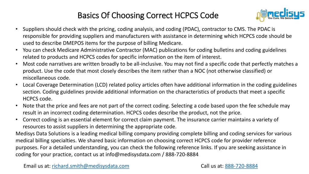 PPT Basics Of Choosing Correct HCPCS Code PowerPoint Presentation