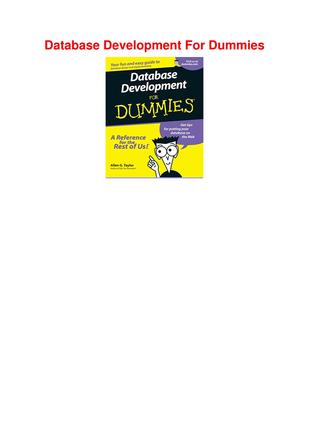 PPT DOWNLOAD/PDF Database Development For Dummies PowerPoint