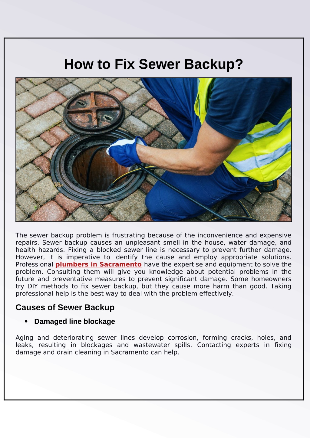 PPT Tips for Fixing a Sewer Backup Problem PowerPoint Presentation