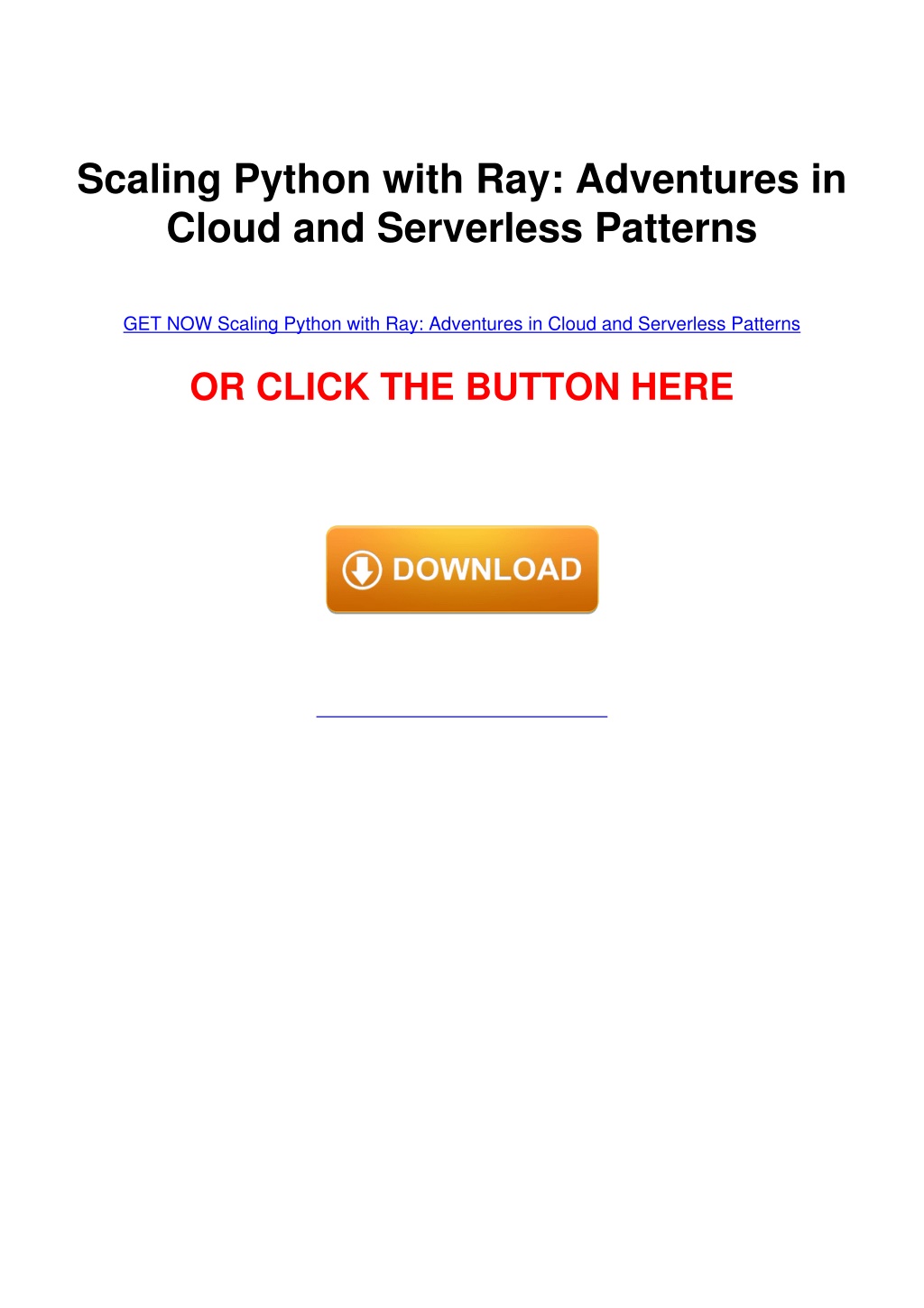 PPT DOWNLOAD/PDF Scaling Python with Ray Adventures in Cloud and