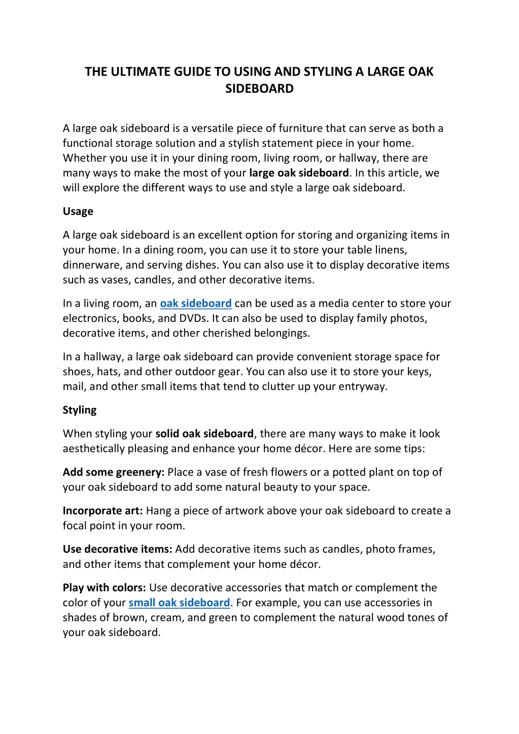 PPT THE ULTIMATE GUIDE TO USING AND STYLING A LARGE OAK SIDEBOARD