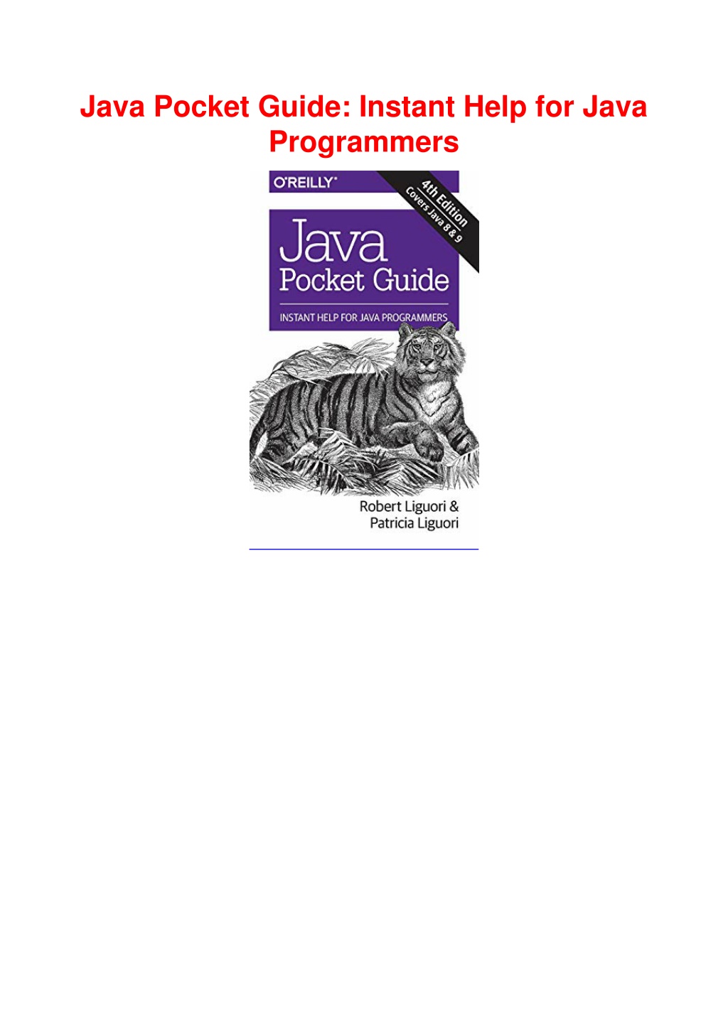 PPT PDF/READ Java Pocket Guide Instant Help for Java Programmers