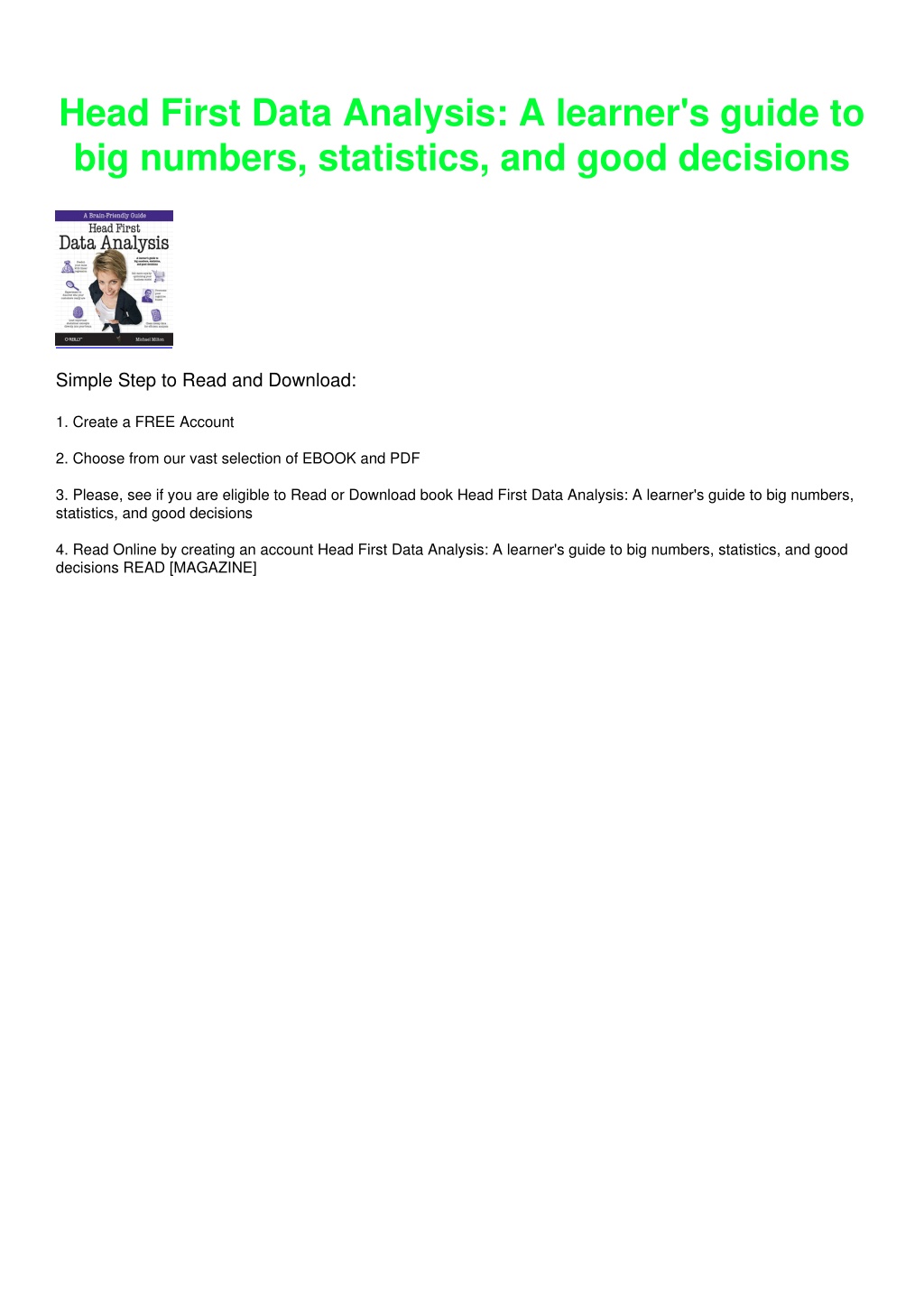 PPT PDF/READ Head First Data Analysis A learner's guide to big numbers, statistics