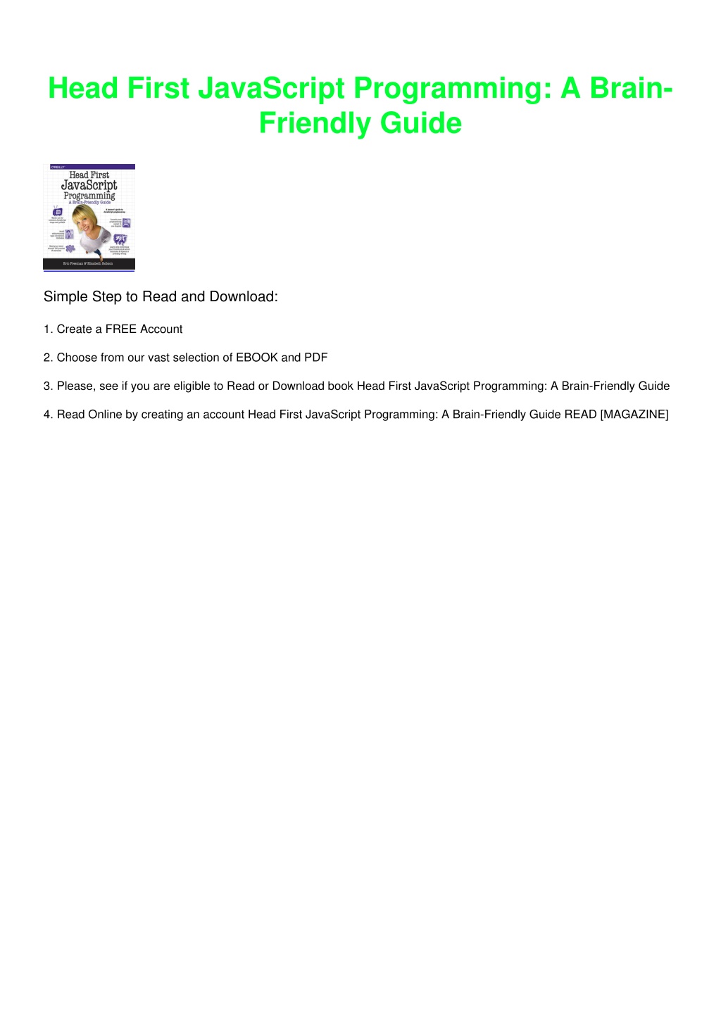 PPT DOWNLOAD/PDF Head First JavaScript Programming A BrainFriendly