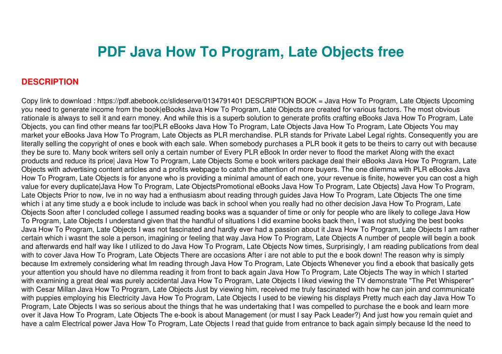 Ppt Pdf Java How To Program Late Objects Free Powerpoint
