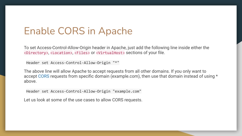 PPT How to Set AccessControlAllowOrigin (CORS) Headers in Apache