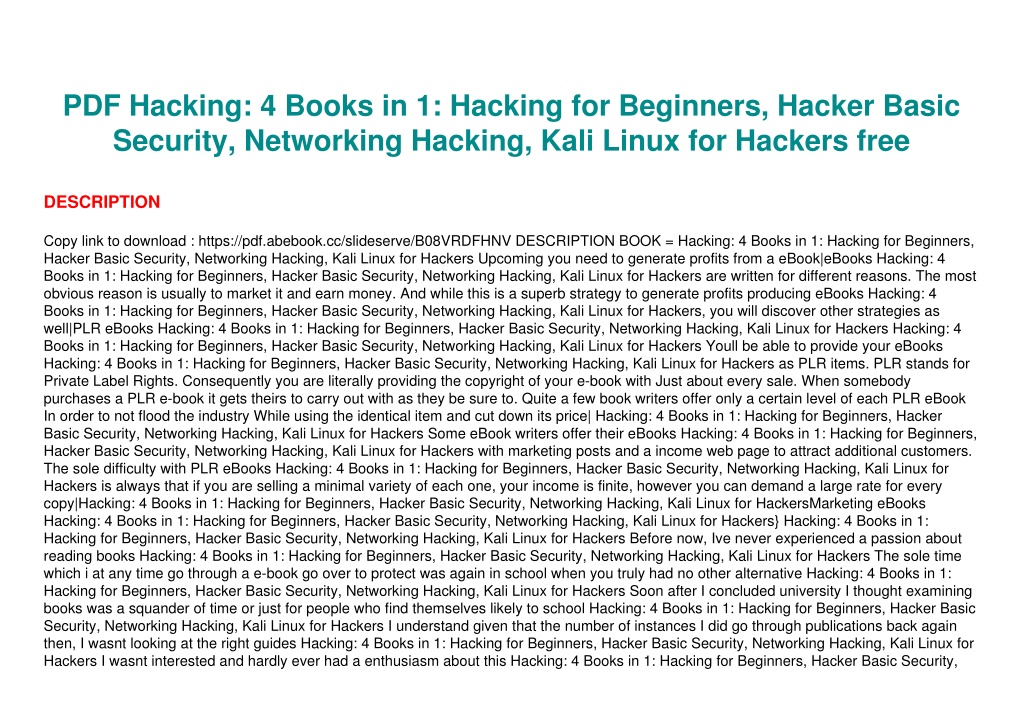 PPT PDF Hacking 4 Books in 1 Hacking for Beginners, Hacker Basic