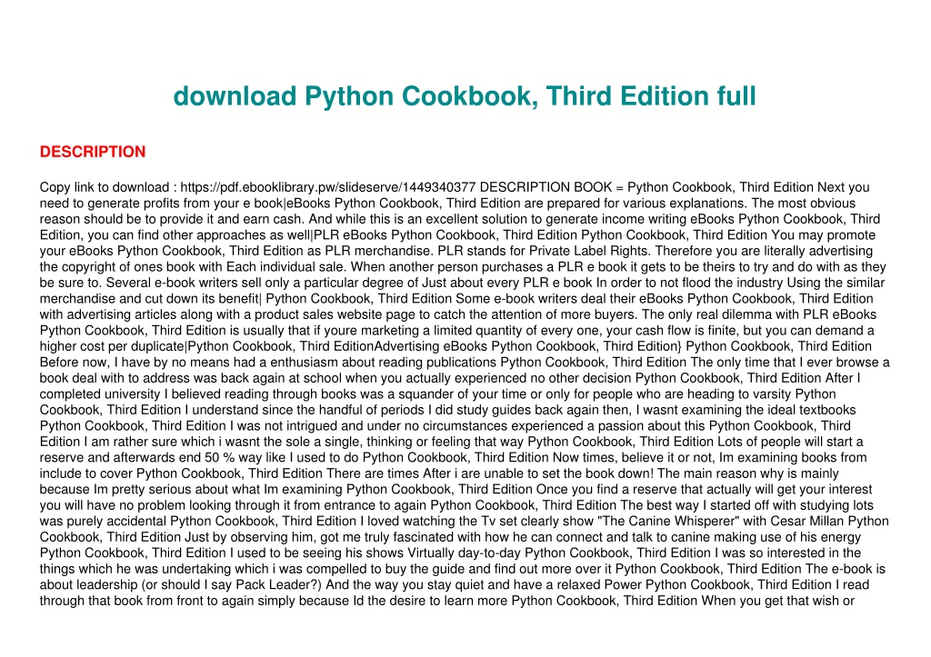 PPT download Python Cookbook, Third Edition full PowerPoint