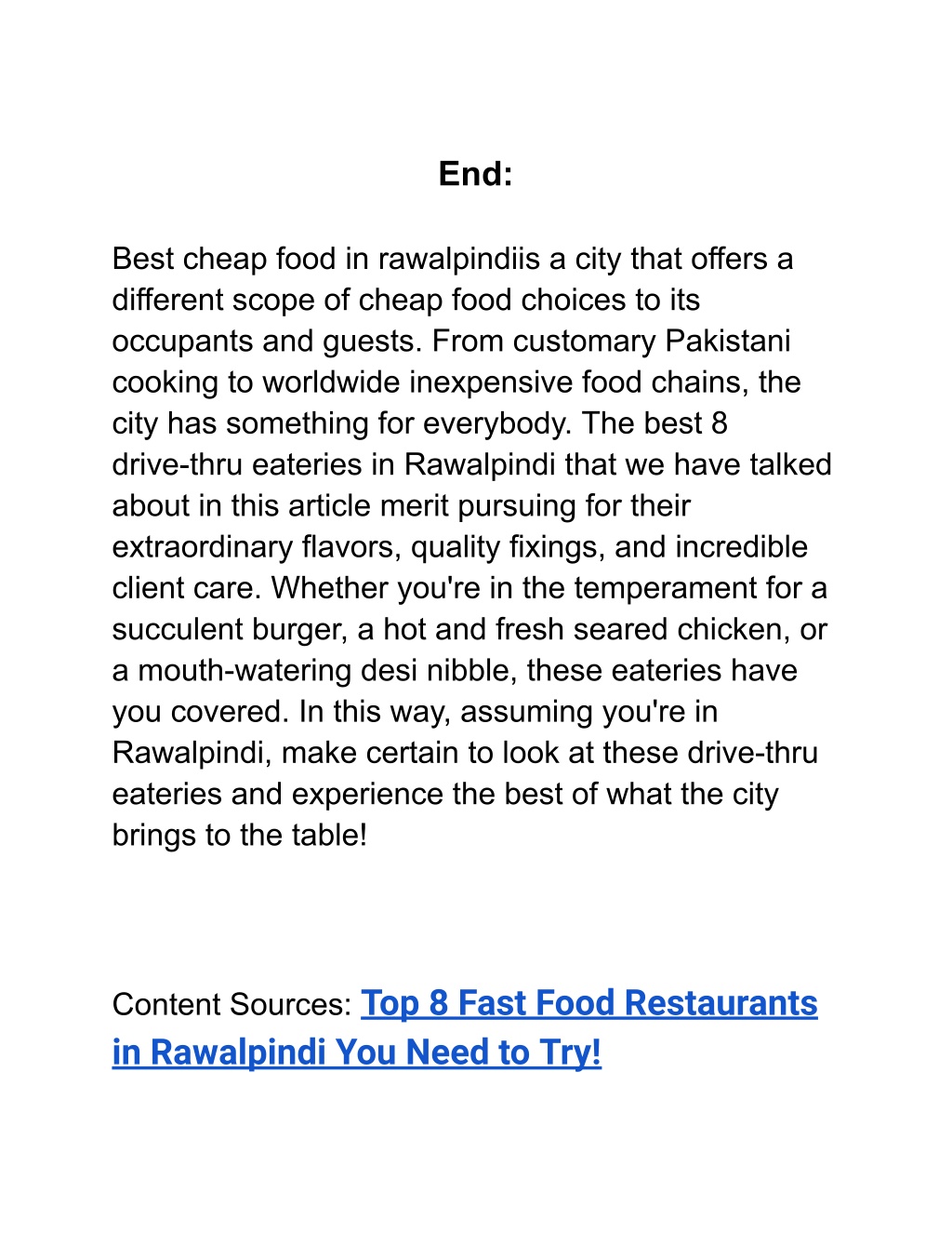 PPT Top 8 Fast Food Restaurants in Rawalpindi You Need to Try