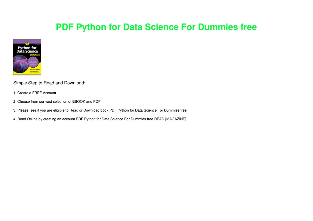 PPT PDF Python for Data Science For Dummies free PowerPoint