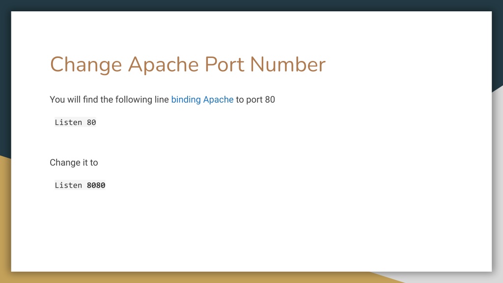 PPT How To Change Port Number in Apache in Ubuntu PowerPoint