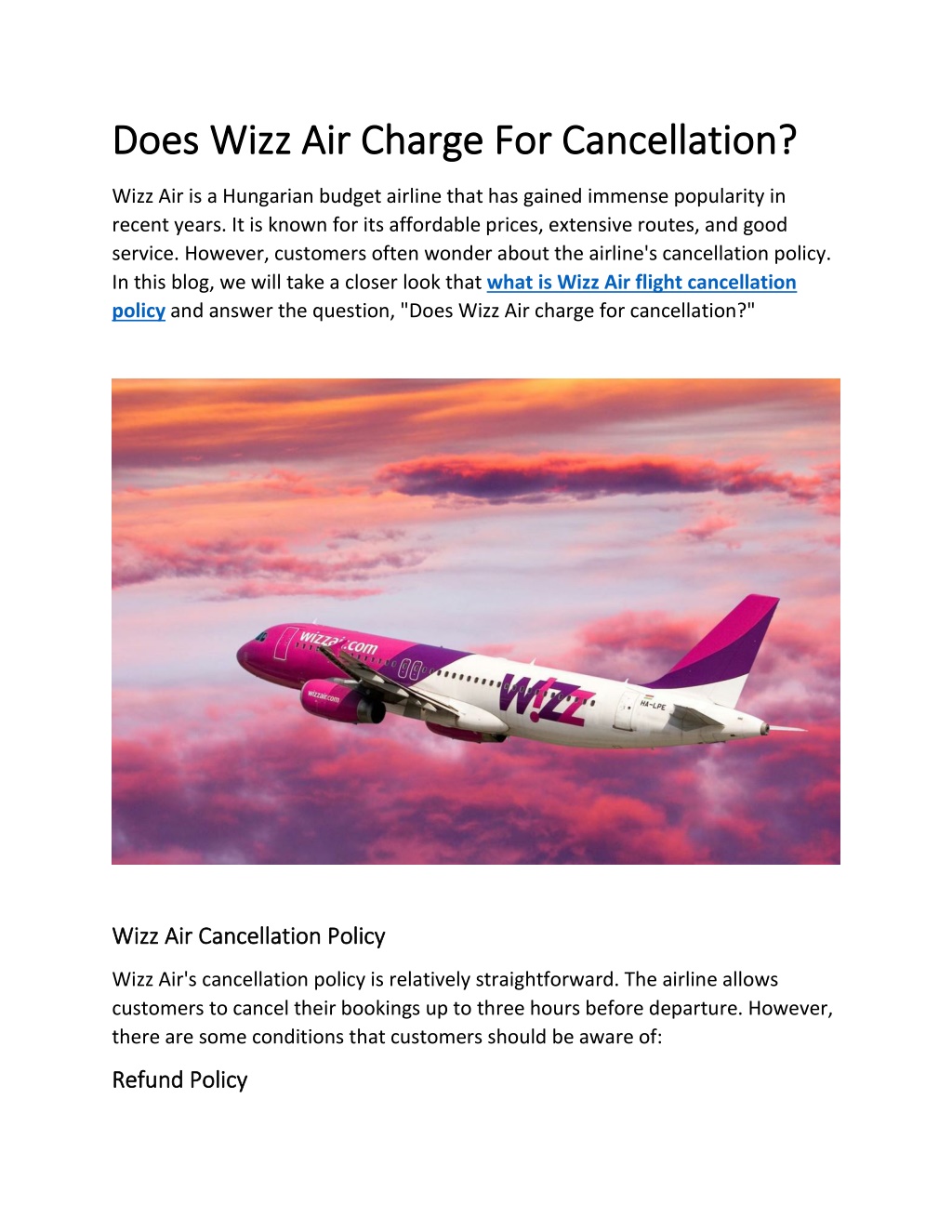 PPT Does Wizz Air Charge For Cancellation PowerPoint Presentation