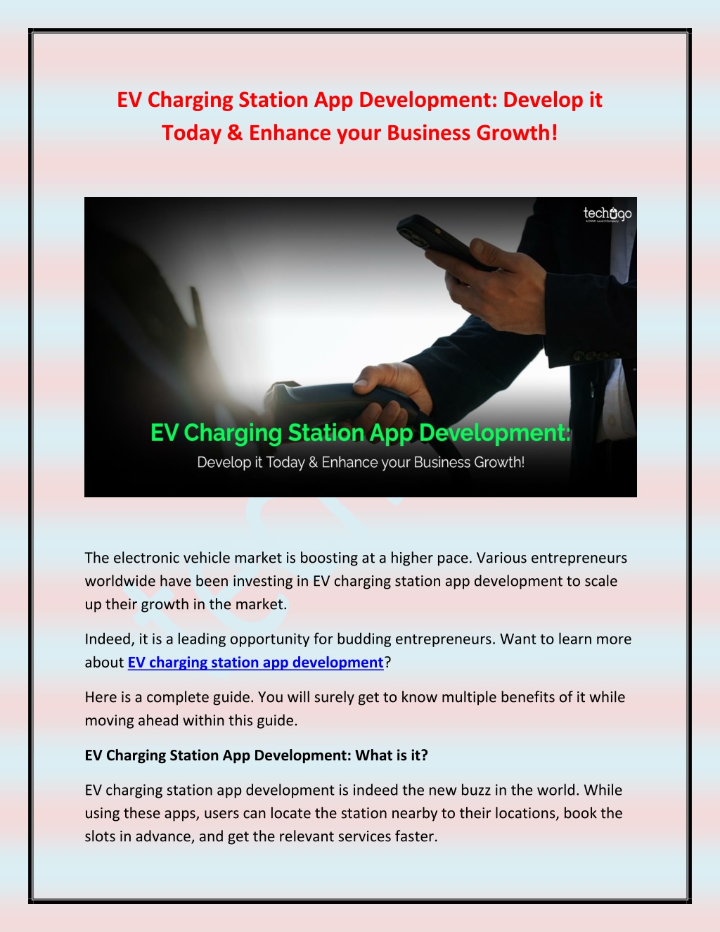 PPT EV Charging Station App Development Develop it Today & Enhance