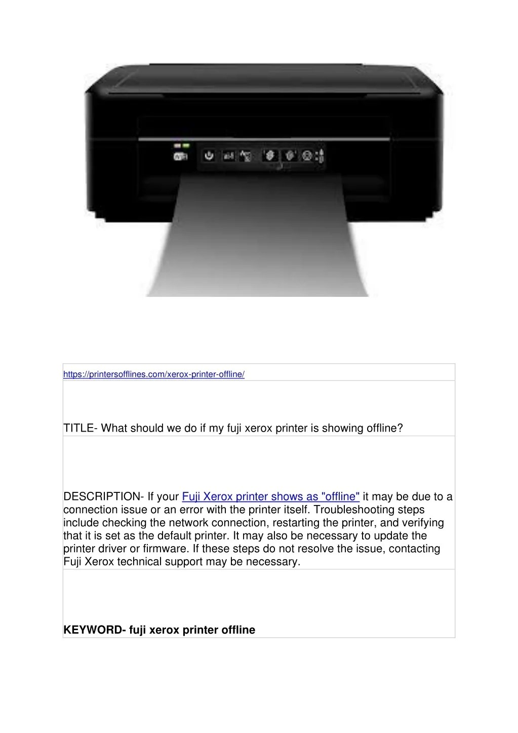 PPT fuji xerox printer offline PowerPoint Presentation, free download