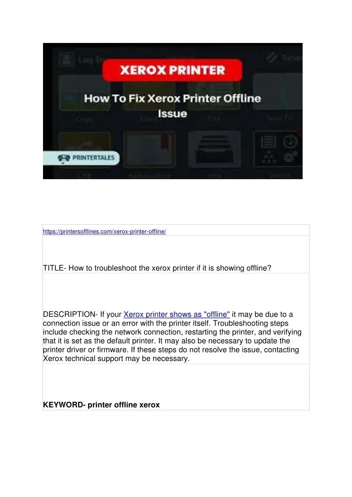 PPT - How to troubleshoot the xerox printer if it is showing offline