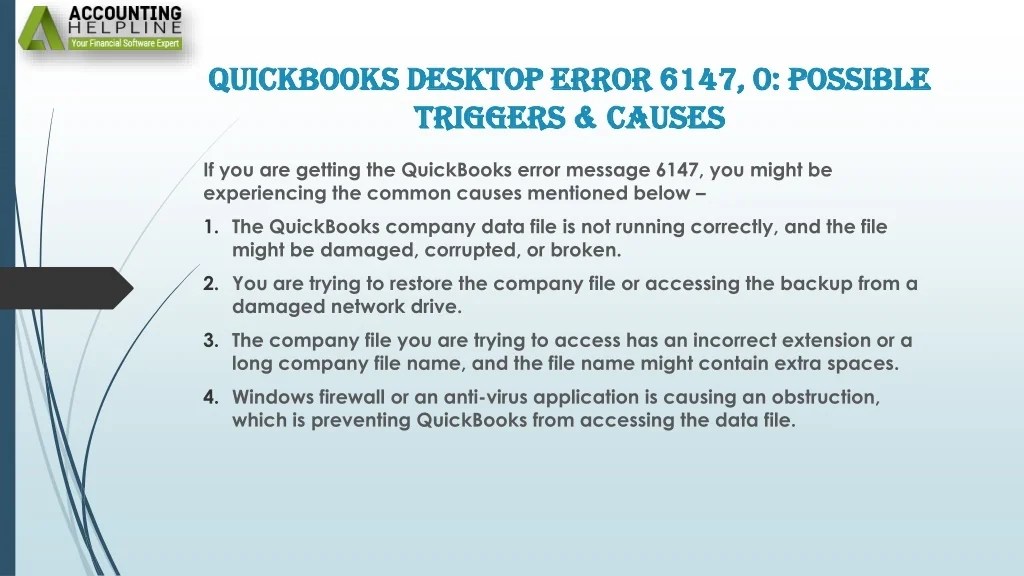 PPT A complete guide about QuickBooks Error 6147 PowerPoint