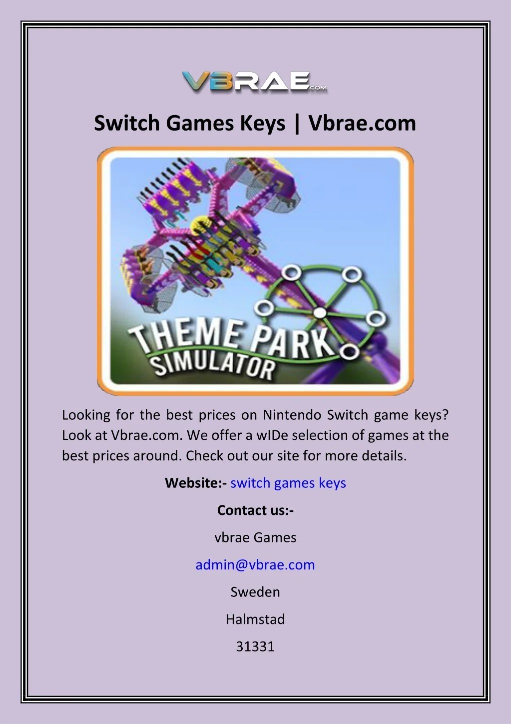 PPT Switch Games Keys Vbrae PowerPoint Presentation, free download